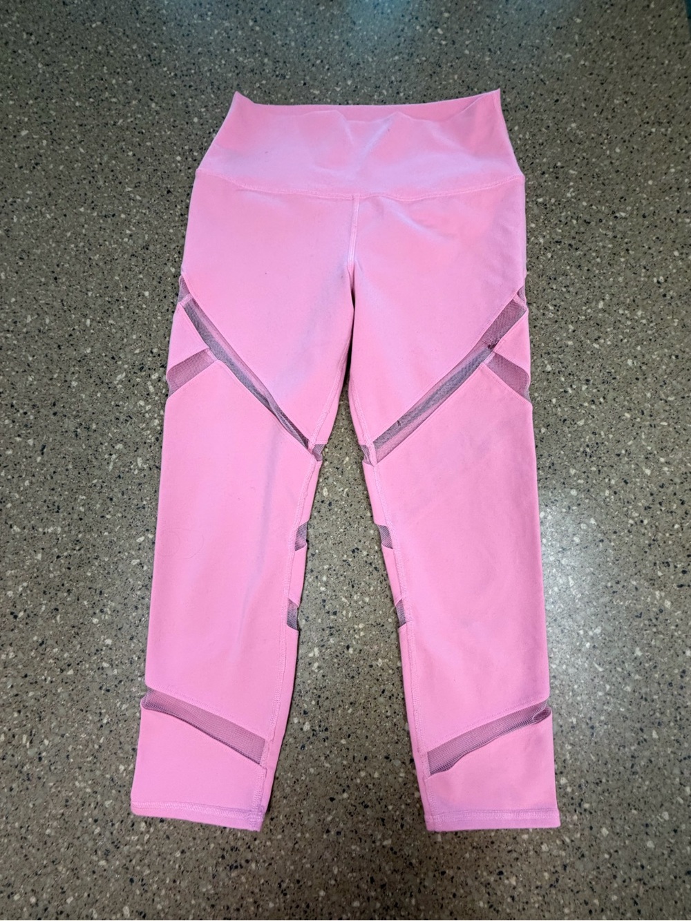 ALO Yoga Pink Mesh-Trim Leggings